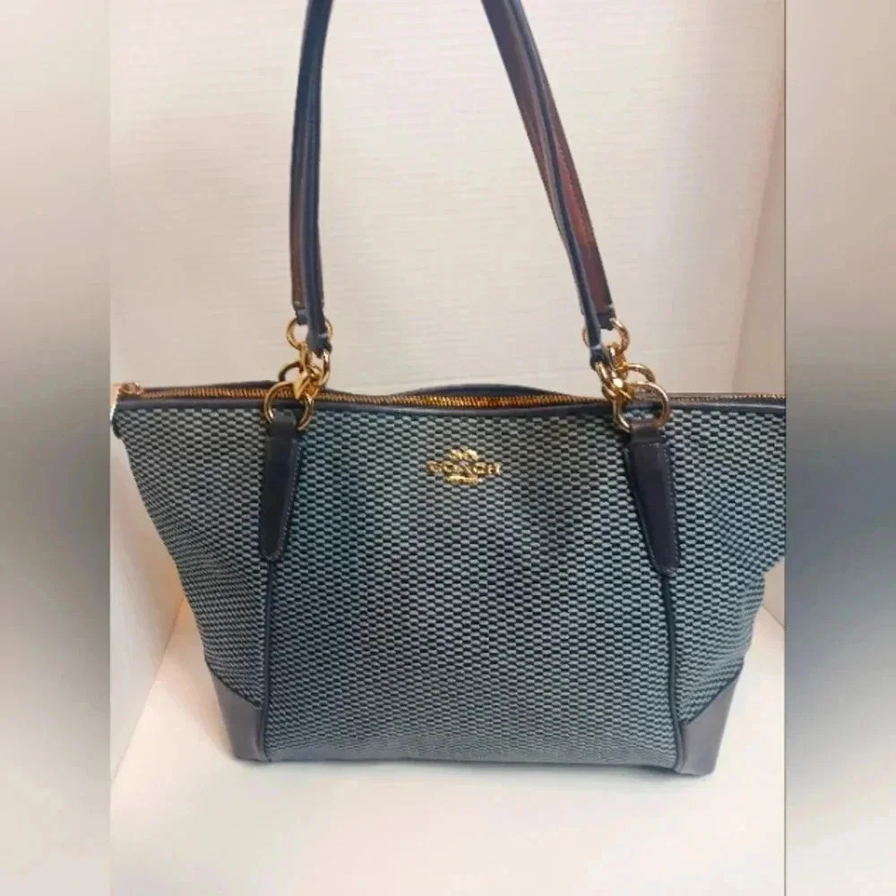 Coach Kelsey Woven Canvas Say hey Crossbody Shoulder Hand Bag Tote